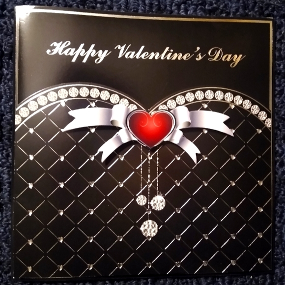 3D Valentine Card by Large and Loving Cards 8"x8" Black and Silver New - Picture 3 of 4